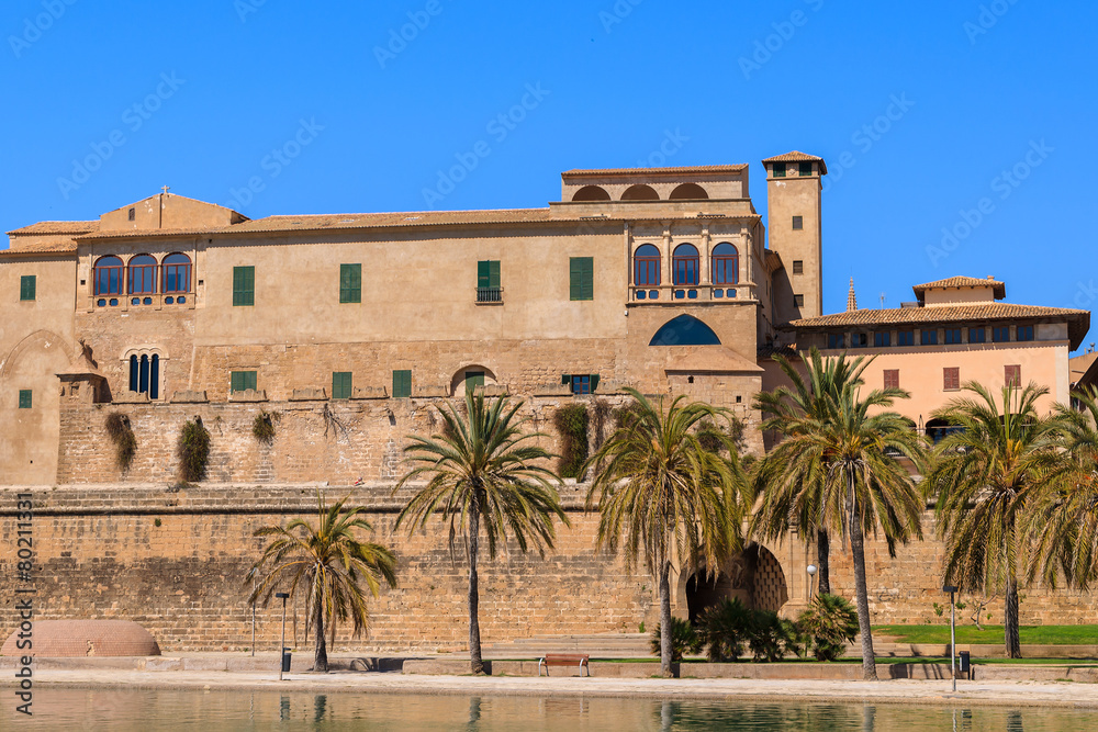 Castle building in Palma de Mallorca town, Spain