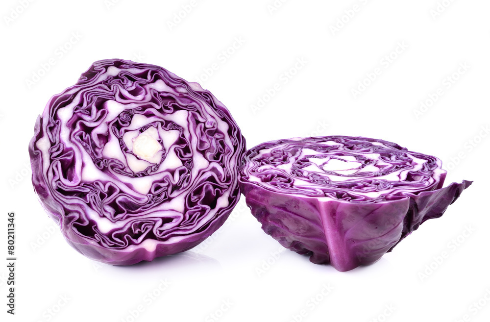 Red cabbage violet cabbage isolated on white background