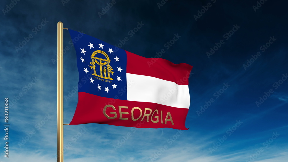 georgia flag slider style with title. Waving in the wind with