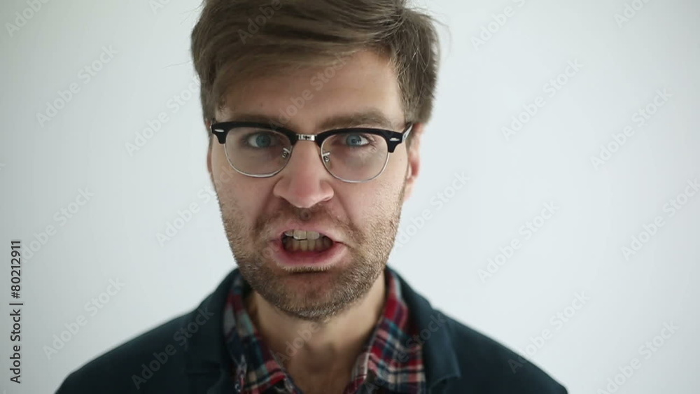 Manifestation rage of man. Slow motion Manifestation rage of man. Slow motion