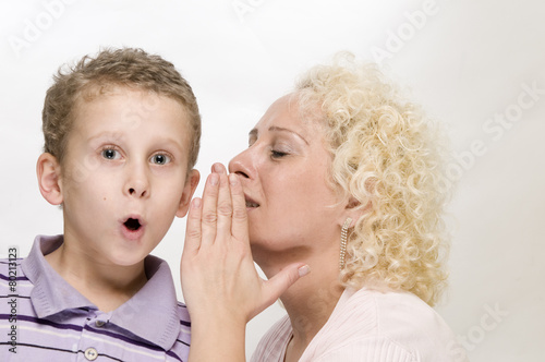 mother speaks to her son near