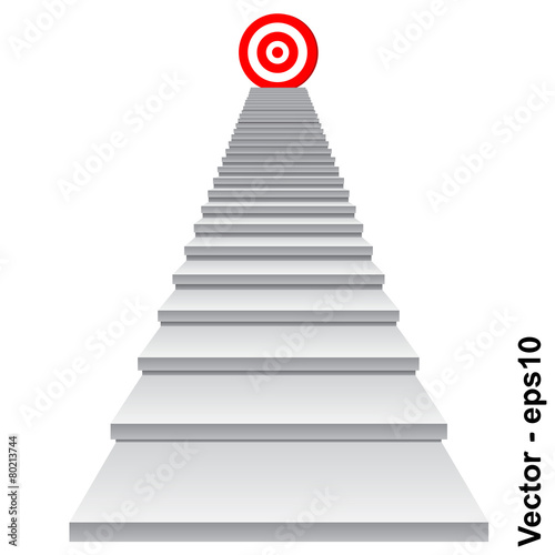 Vector conceptual red target on stair for success