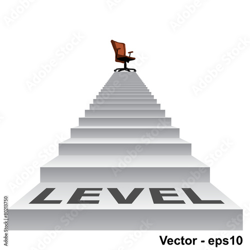 Vector white stair with a chair