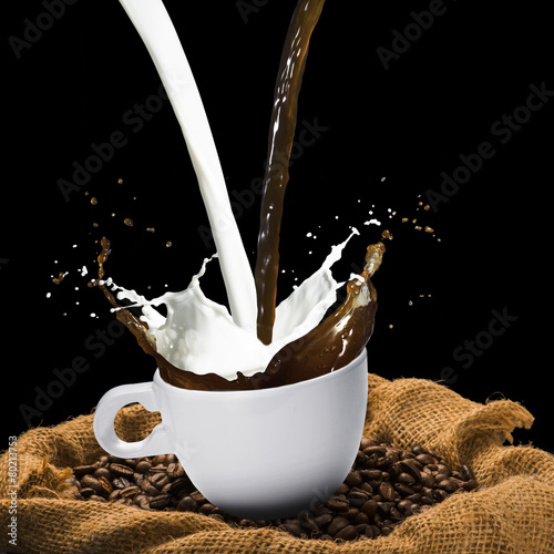 Coffee Beans and Coffee Splash