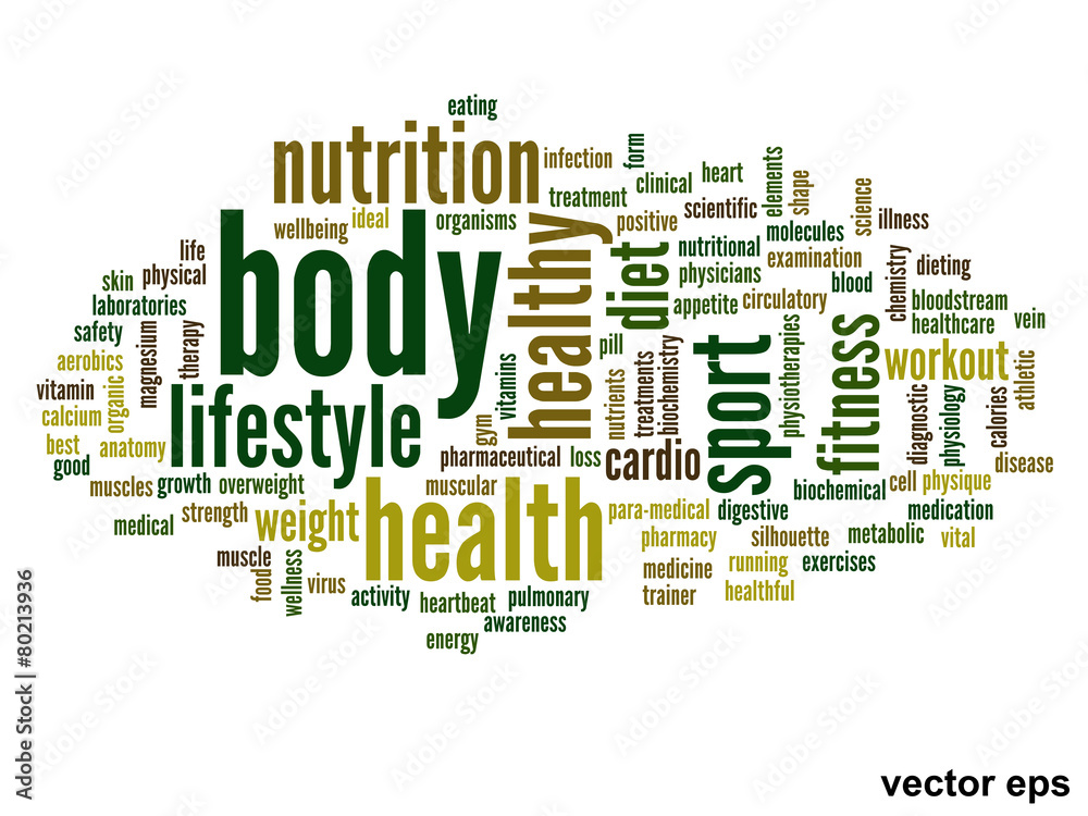 Vector conceptual health word cloud Vector conceptual health word cloud