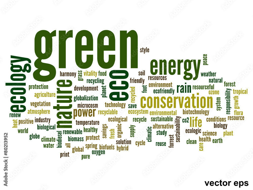 Vector conceptual ecology word cloud