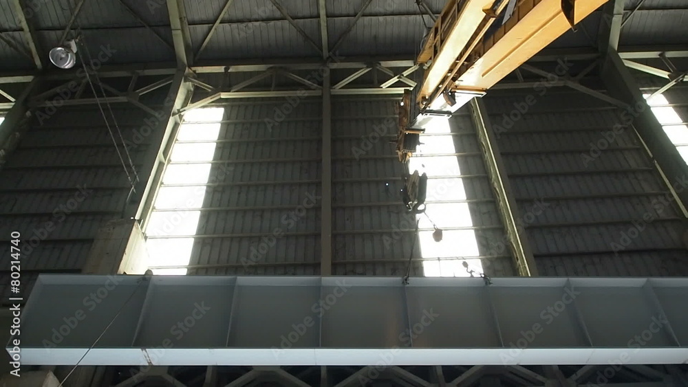 Truck crane lifting up construction steel bar. Truck crane lifting up construction steel bar.
