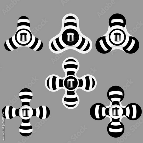 abstract black and white icons and trashcan