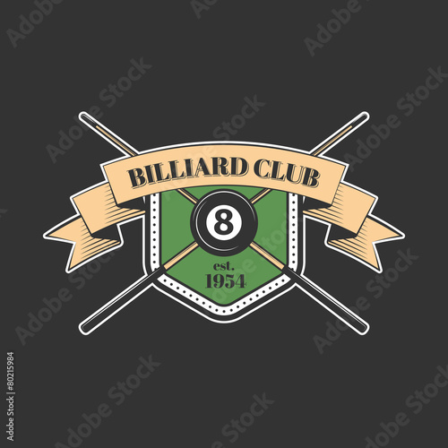 Billiards and snooker sports emblem