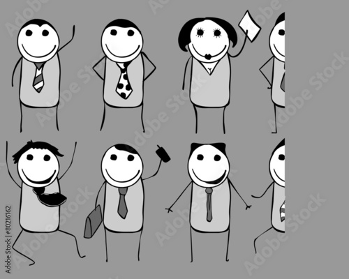 Vector set of cartoons of the business.