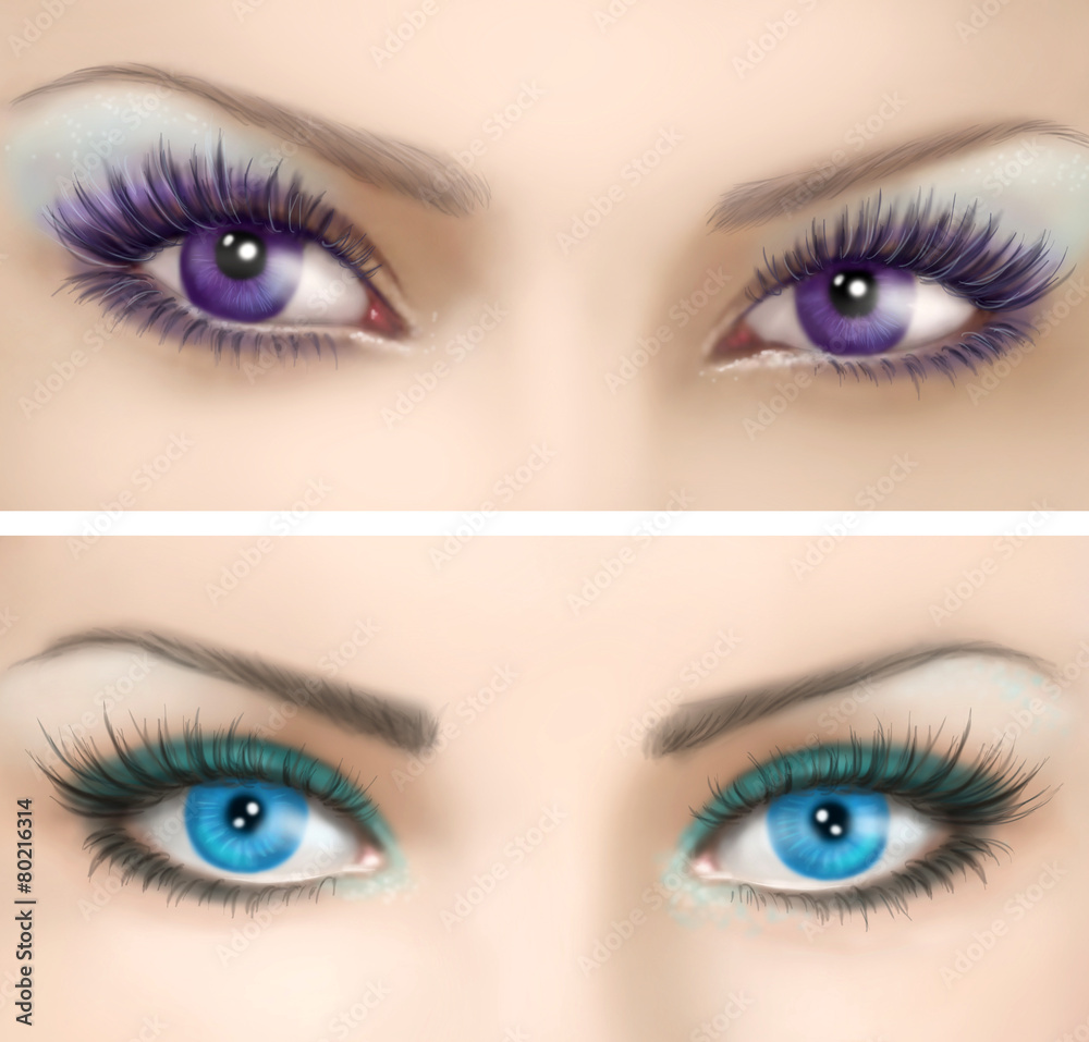Woman's eyes with colorful evening make-up Woman's eyes with colorful evening make-up