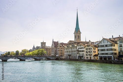 Zurich city center skyline and Limmat quay © Roman Babakin