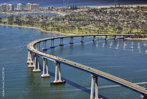 San Diego's Coronado Bay Bridge - aerial view