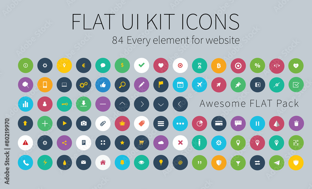 Flat ui kit pack icons for webdesign or mobile design