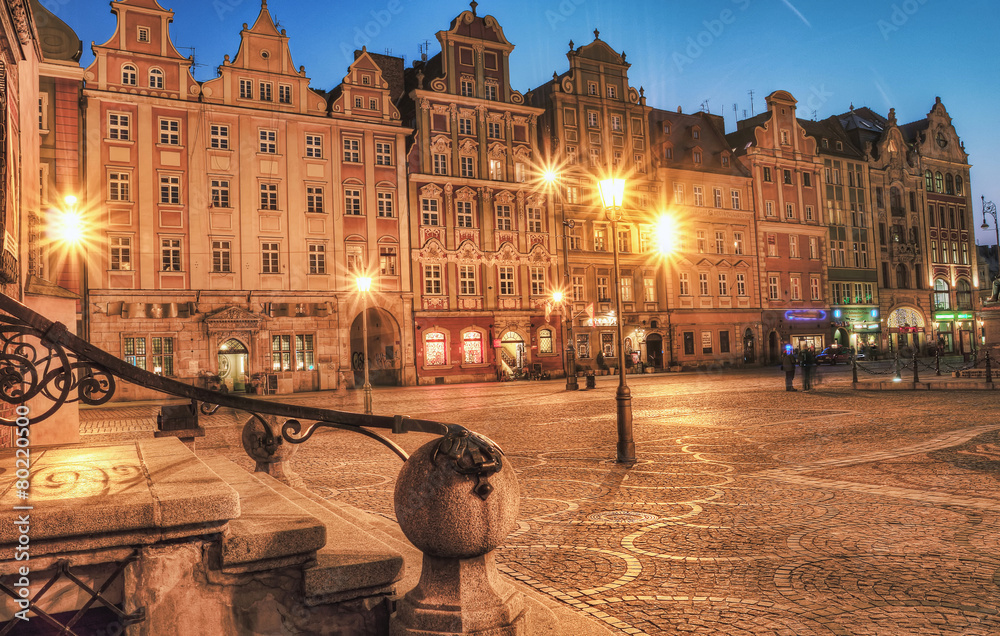 Obraz premium Wrocław stare miasto w nocy