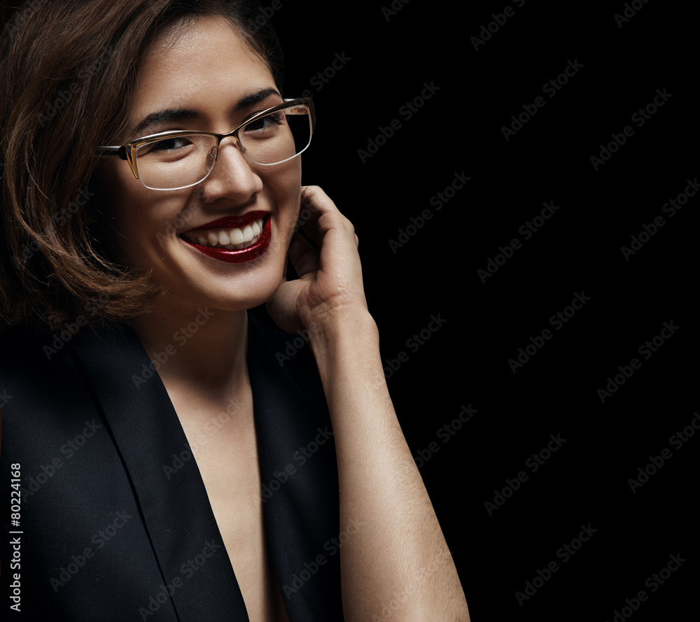 Portrait of pretty young business woman wearing glasses Portrait of pretty young business woman wearing glasses