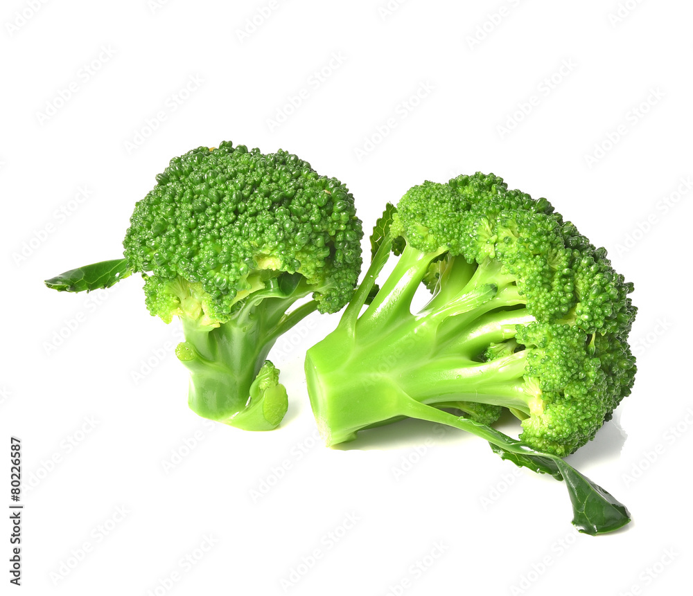 Boiled broccoli isolated with white on background Boiled broccoli isolated with white on background