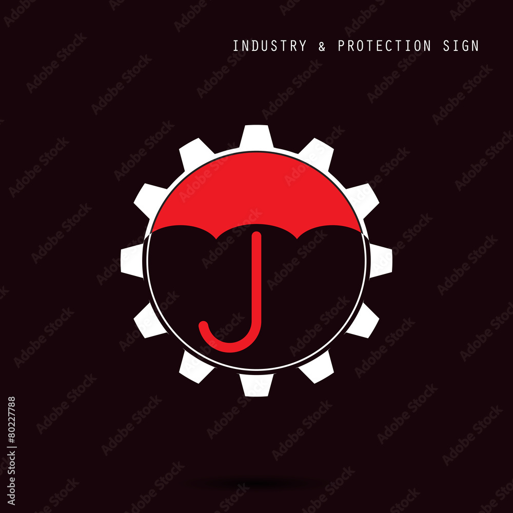 Umbrella sign and gear icon. Industry, protection and security c Umbrella sign and gear icon. Industry, protection and security c