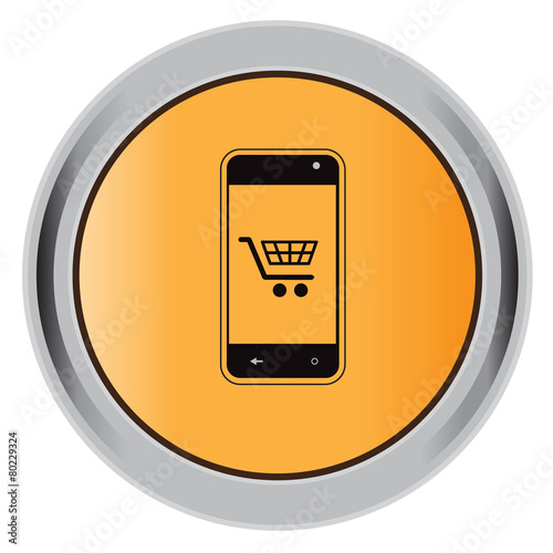 icon, mobile, shopping, flat, vector, illustration, button