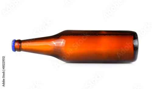 Beer bottles horizontally isolated on white background