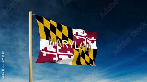 maryland flag slider style with title. Waving in the wind with