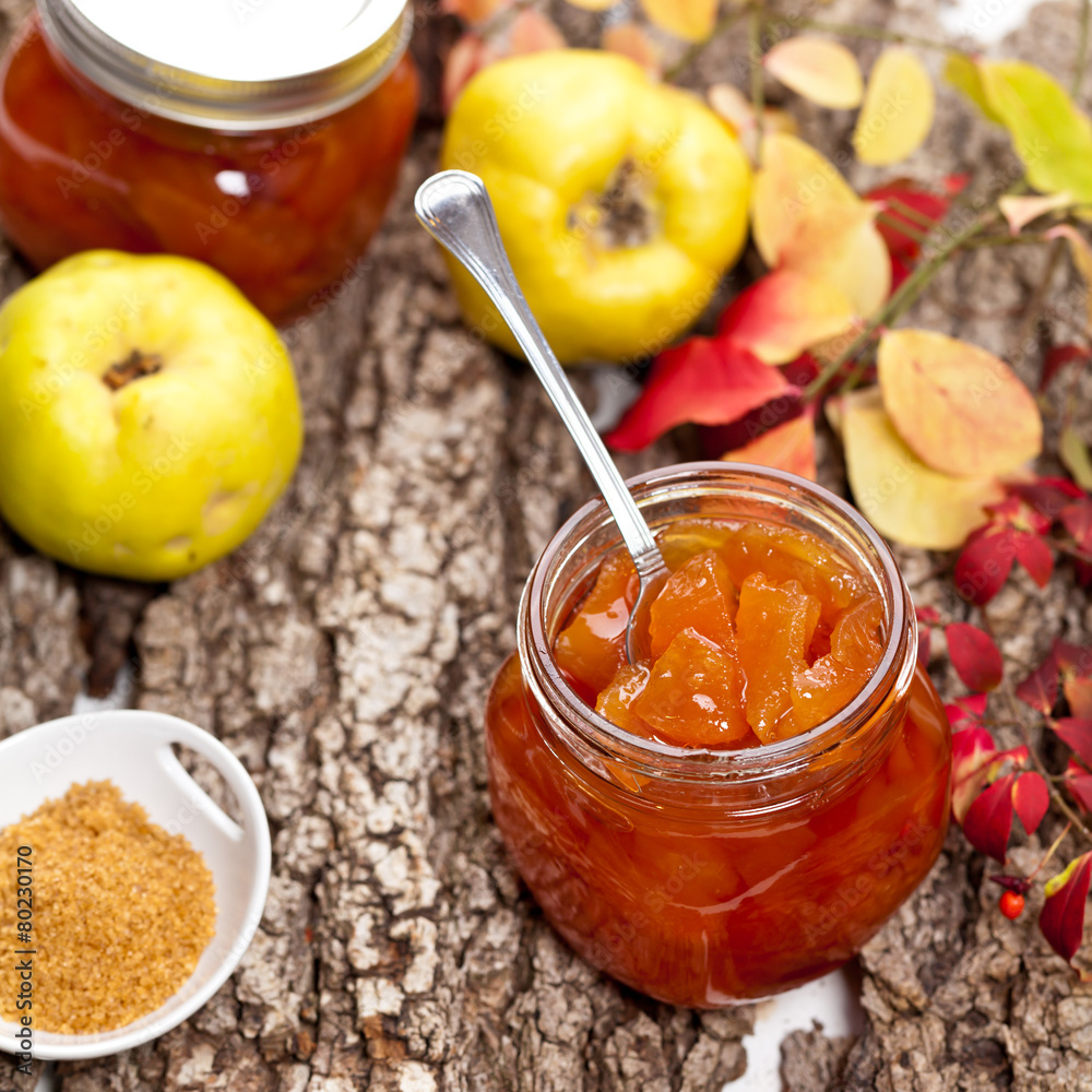 Quince Jam. Selective focus. Quince Jam. Selective focus.