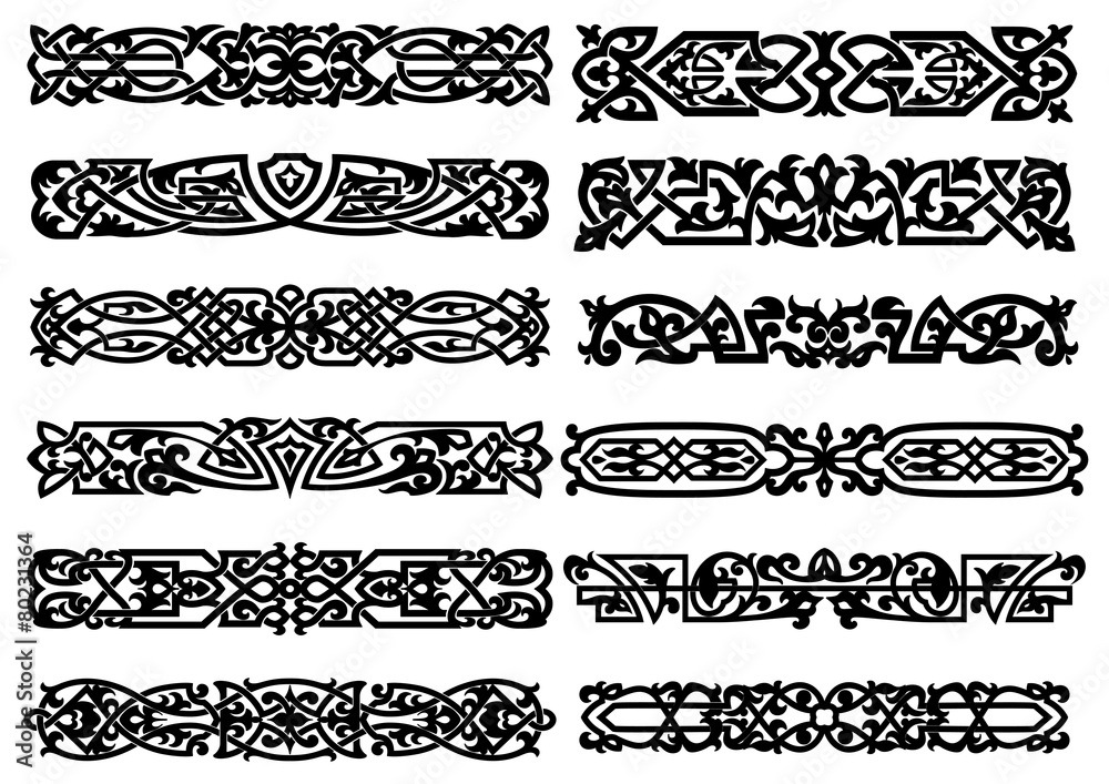 Black and white ornaments or borders Black and white ornaments or borders