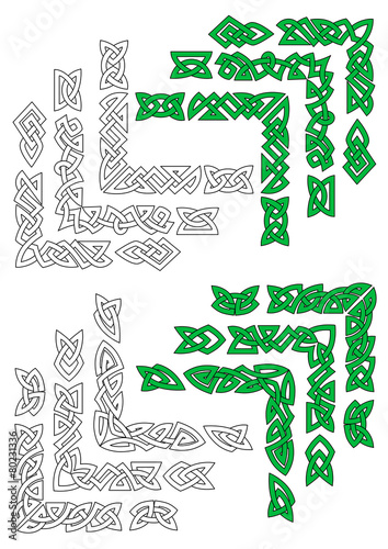 Green and outline celtic frame borders