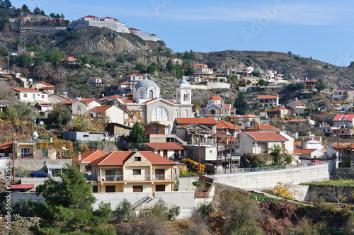 Sunny day in the mountain village of Cyprus photo