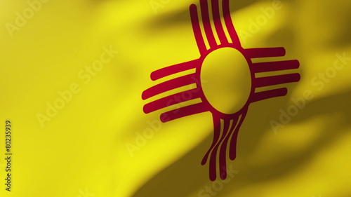new mexico flag waving in the wind. Looping sun rises style