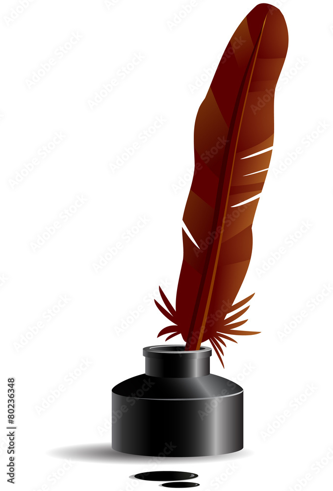 Feather pen and ink bottle vector image Stock Illustration Adobe Stock