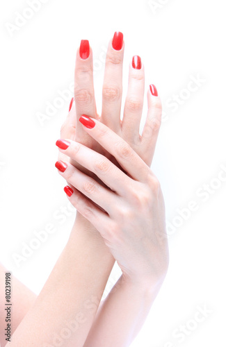 Hand with nail red