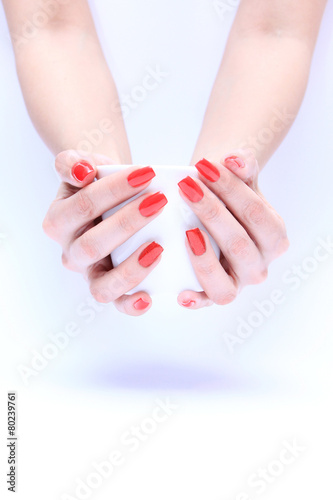 Hand with nail red