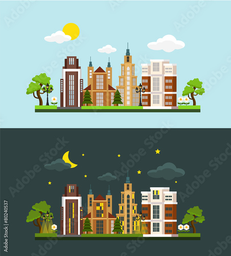 Vector megalopolis flat illustration