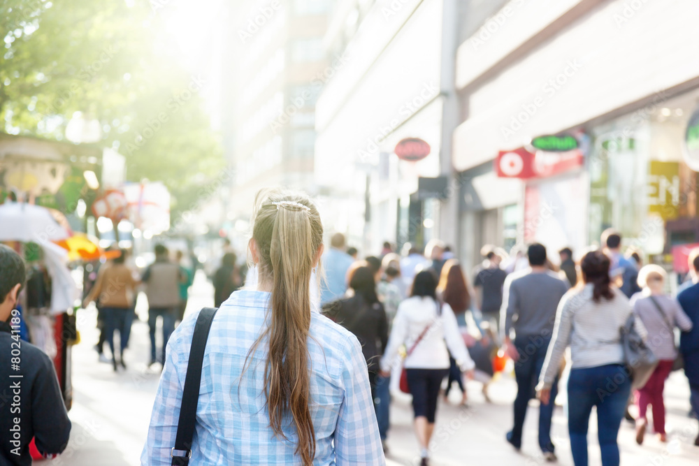 young woman on street of London