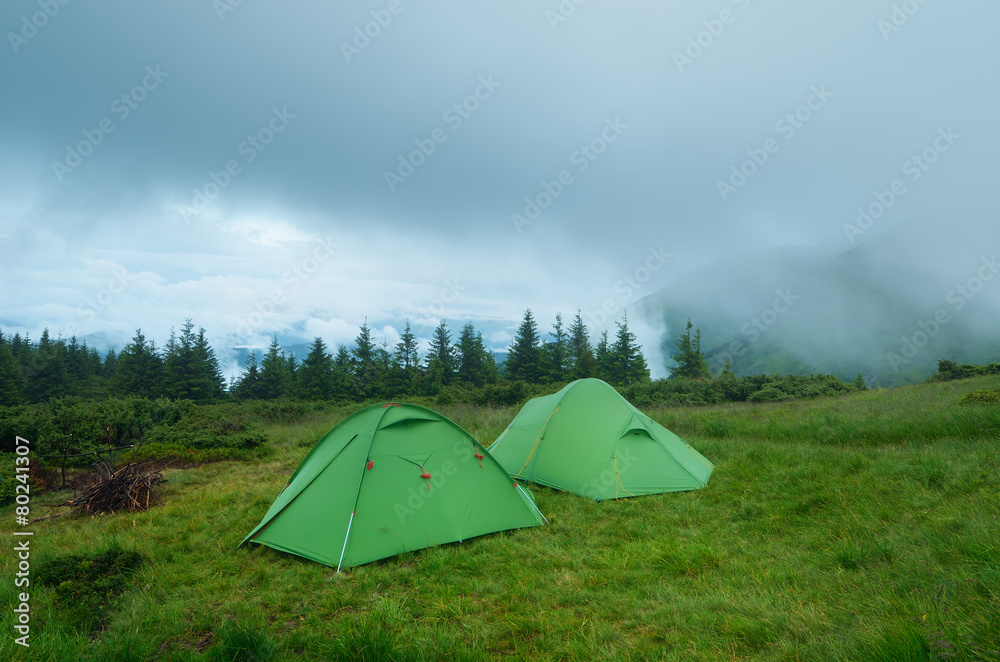 Two tents in the hills