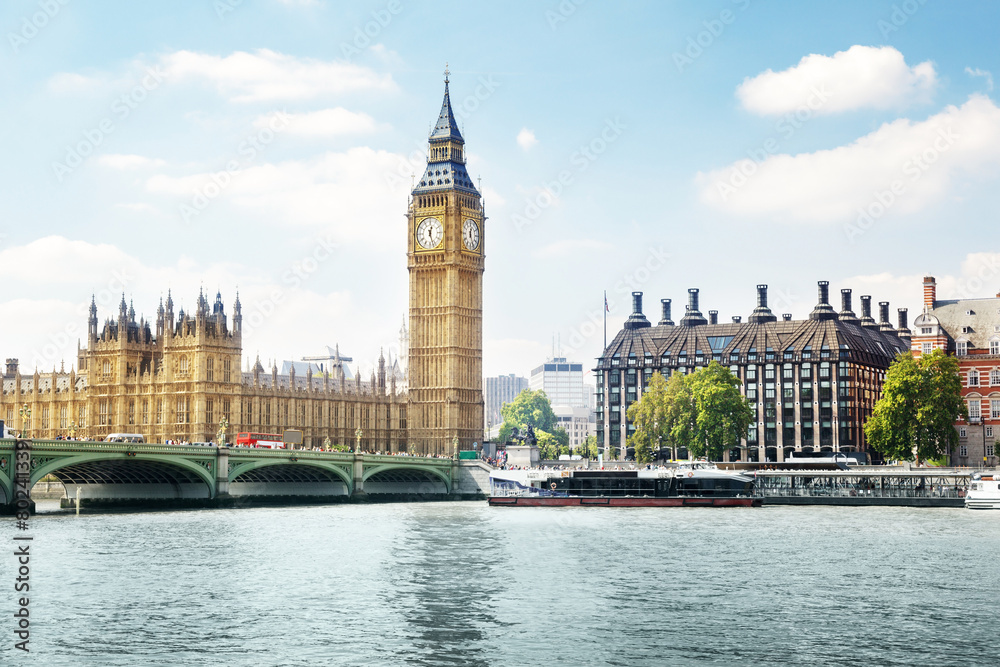 Fototapeta premium Big Ben w słoneczny dzień, Londyn