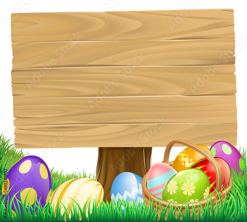 Wooden Easter Egg Sign