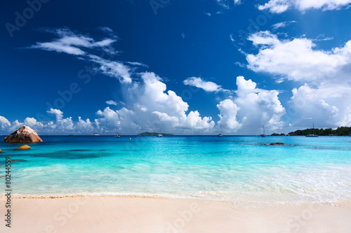 Beautiful beach at Seychelles #80244559