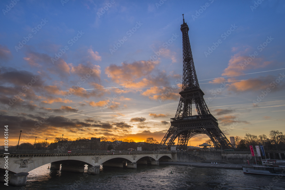 Naklejka premium Eiffel Tower, Paris, France. Top Europe Destination. 