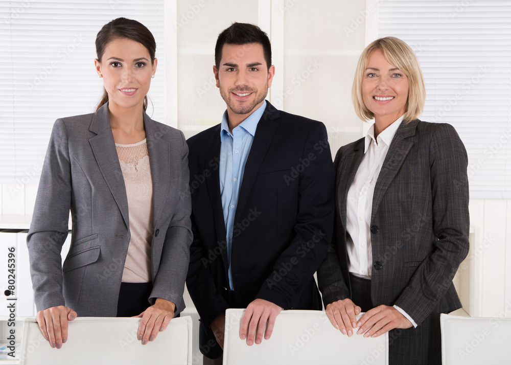 Erfolgreiches Business Team männlich weiblich in einer Gruppe - obrazy, fototapety, plakaty 