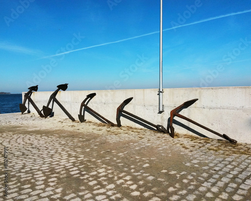 Anchor in sea pier