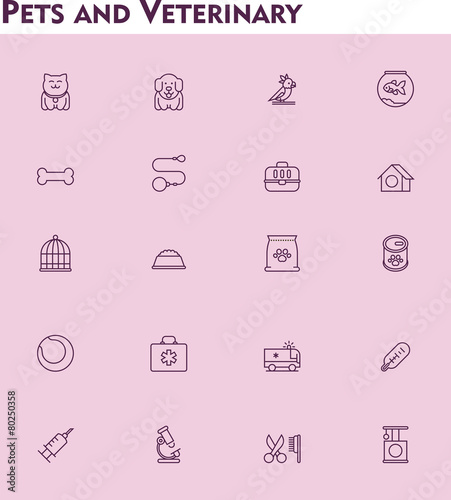 Veterinary and pets icon set