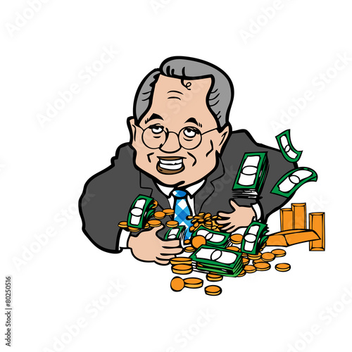 Man greedy of money cartoon