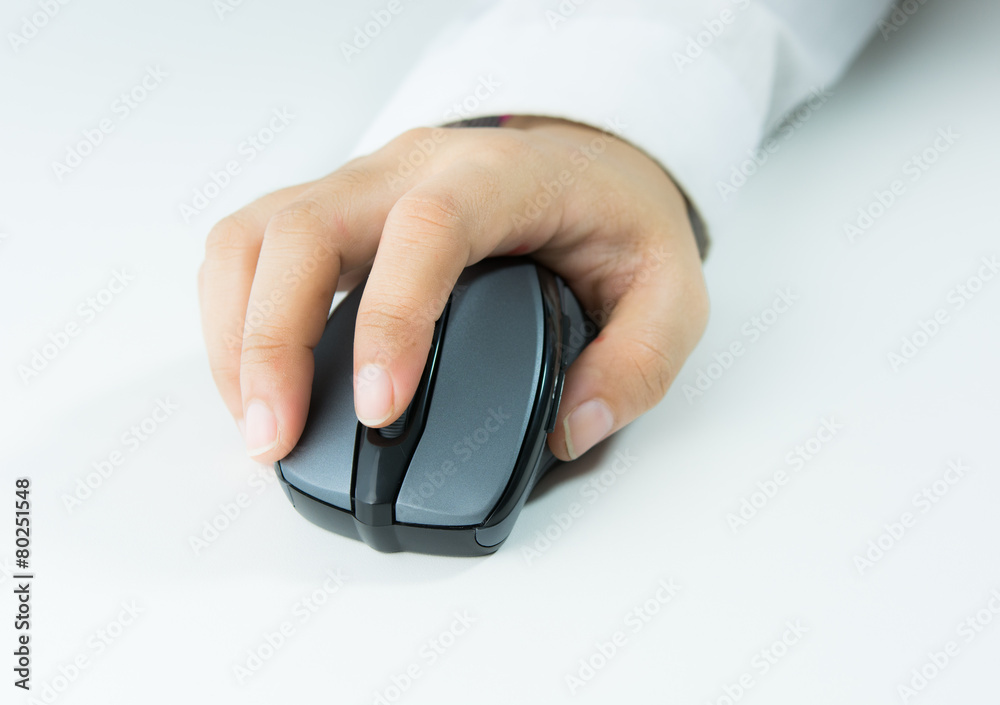 hand holding computer wireless mouse isolated hand holding computer wireless mouse isolated