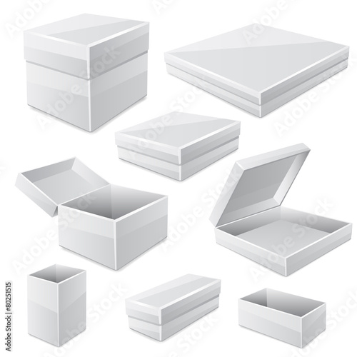 White boxes isolated on white. Vector