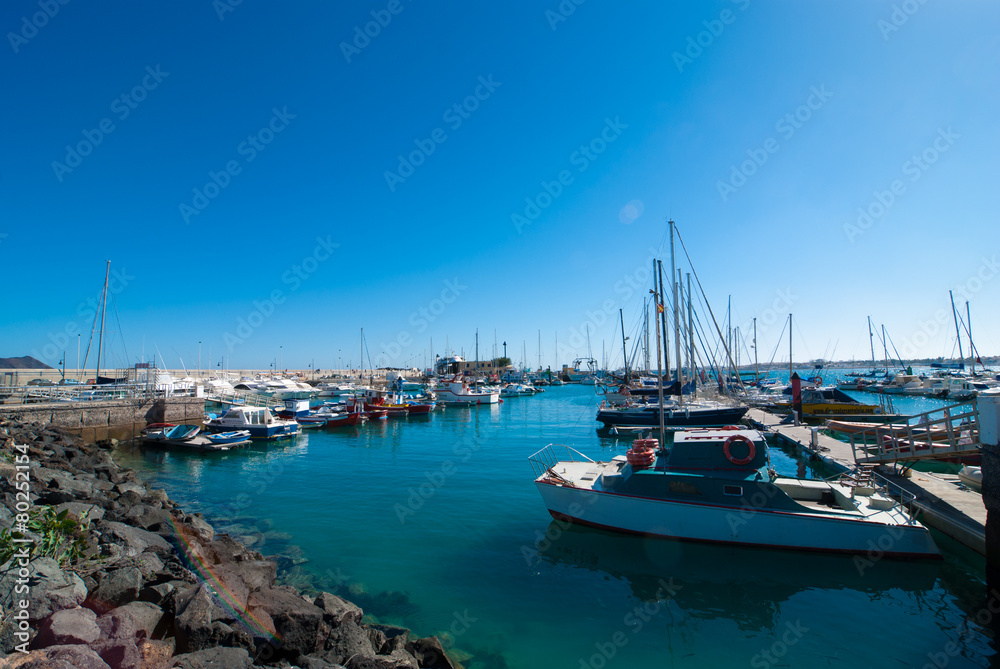Yachts in Corralejo port on Fuerteventura Canary Island