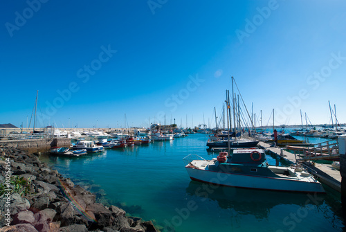 Yachts in Corralejo port on Fuerteventura Canary Island