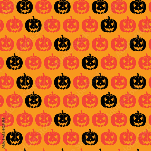 Doodle pumpkins halloween seamless pattern