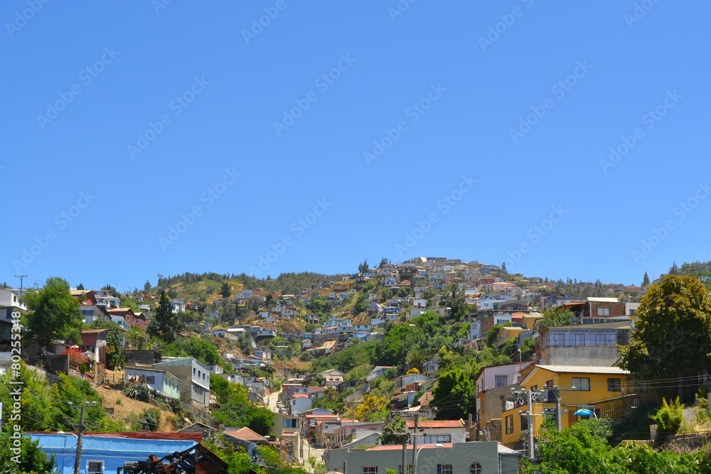 Colorful buildings on the hills of Valparaiso, Chile